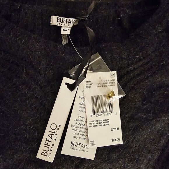 BUFFALO By DAVID BITTON Gray Ombre Studded Ringo Angora Sweater Womens S NWT $89 - Picture 2 of 6